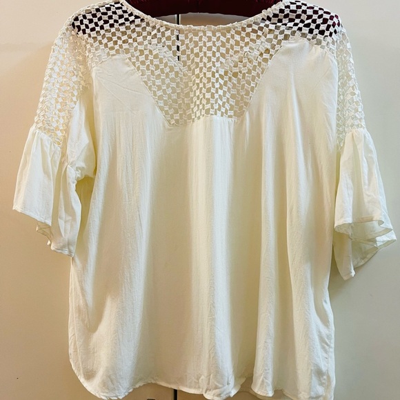H&M Blouse Tank Top Ivory Ruffle Short Sleeves Sz 2 - Picture 1 of 8